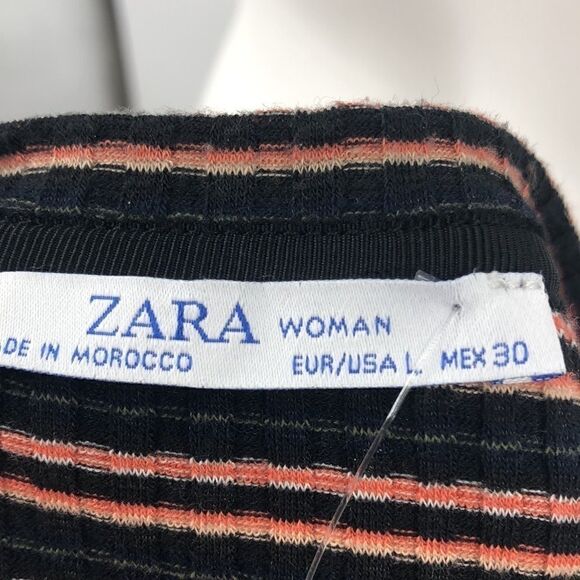 Zara black striped polyester blend top - Picture 4 of 6